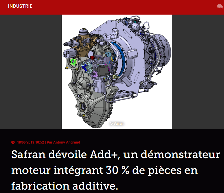 Safran dévoile Add+, un démonstrateur moteur intégrant 30 % de pièces en fabrication additive.