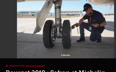 Bourget 2019 : Safran et Michelin lancent le pneu d&rsquo;avion connecté