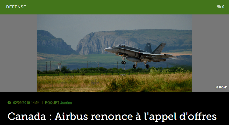 Canada : Airbus renonce à l’appel d’offres