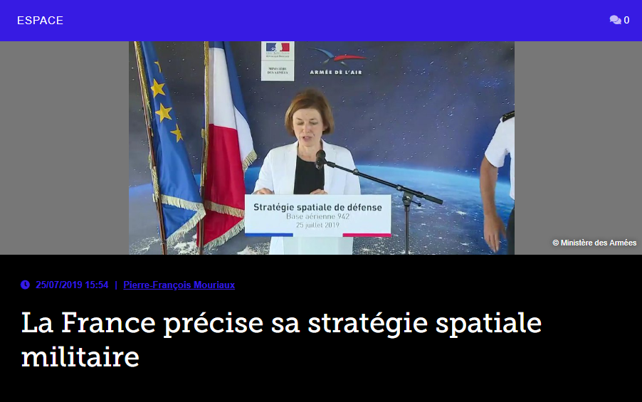 La France précise sa stratégie spatiale militaire