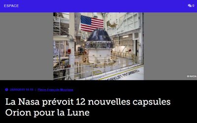 La Nasa prévoit 12 nouvelles capsules Orion pour la Lune