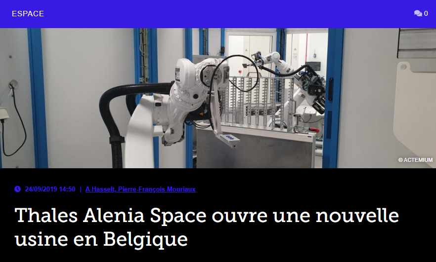 Thales Alenia Space ouvre une nouvelle usine en Belgique