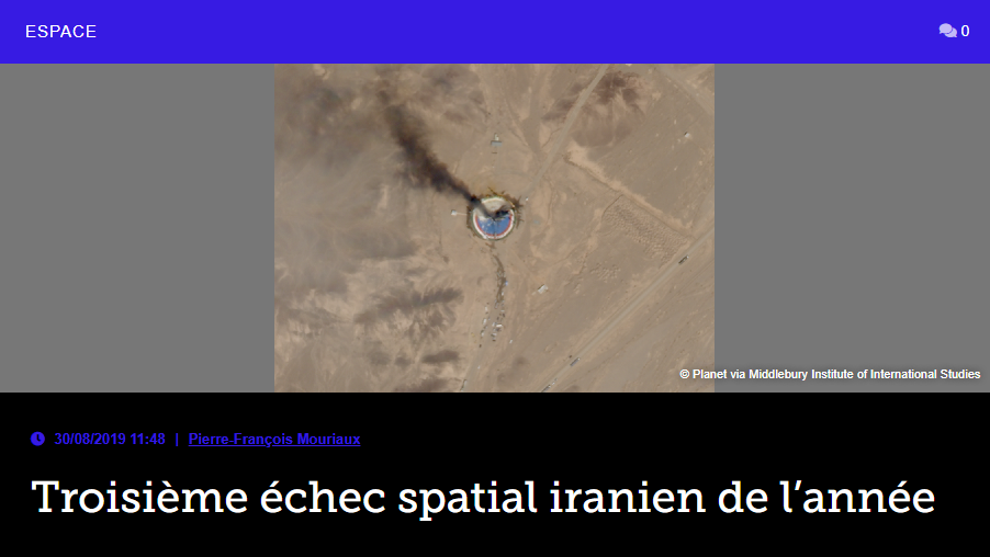 Troisième échec spatial iranien de l’année