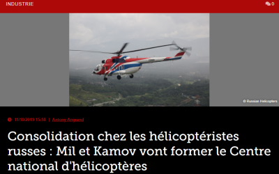 Consolidation chez les hélicoptéristes russes : Mil et Kamov vont former le Centre national d&rsquo;hélicoptères