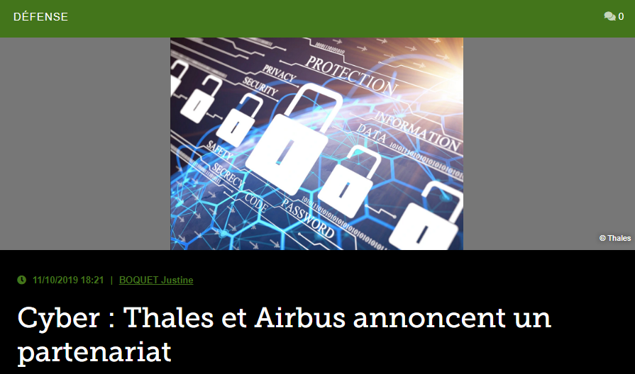 Cyber : Thales et Airbus annoncent un partenariat