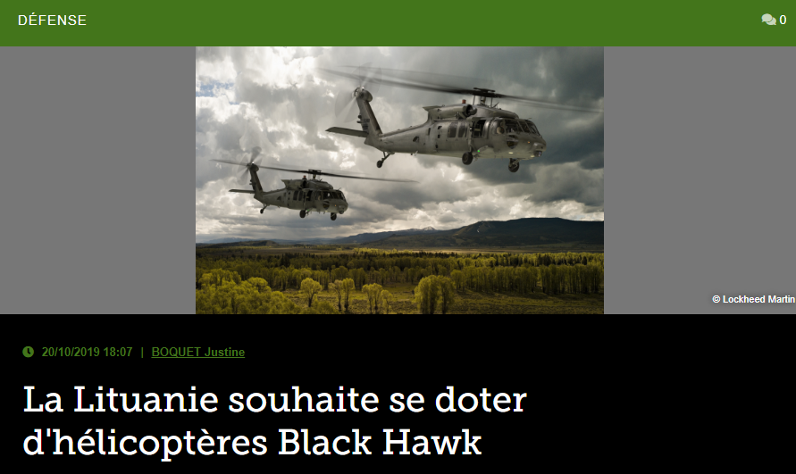 La Lituanie souhaite se doter d’hélicoptères Black Hawk