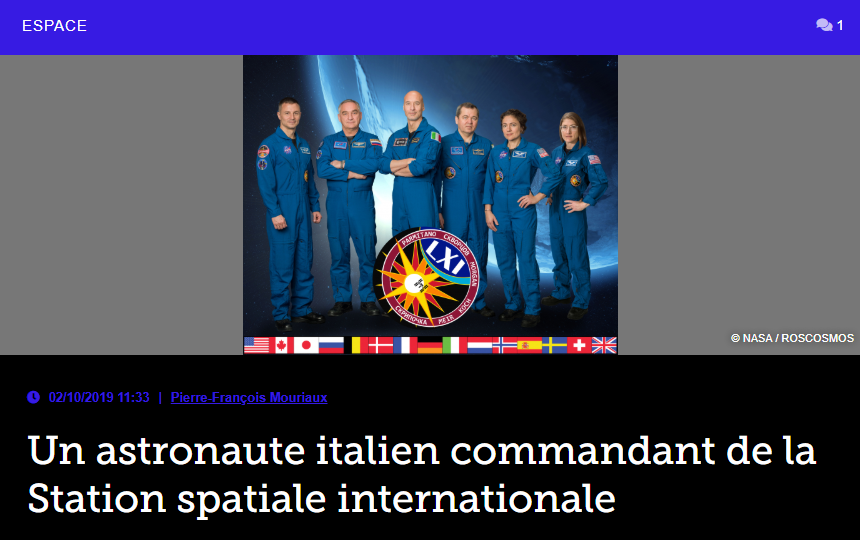 Un astronaute italien commandant de la Station spatiale internationale