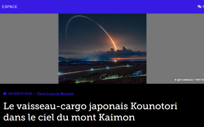 Le vaisseau-cargo japonais Kounotori dans le ciel du mont Kaimon