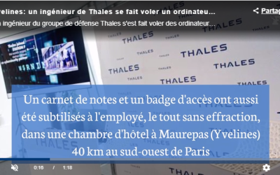 Yvelines: un ingénieur de Thales se fait voler un ordinateur avec des données confidentielles