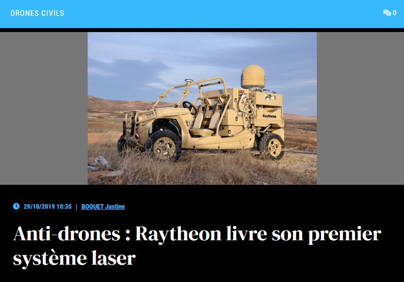 Anti-drones : Raytheon livre son premier système laser