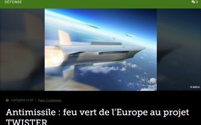 Antimissile : feu vert de l&rsquo;Europe au projet TWISTER