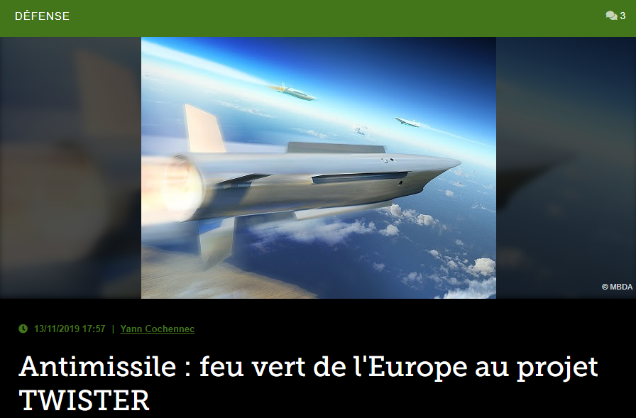 Antimissile : feu vert de l’Europe au projet TWISTER