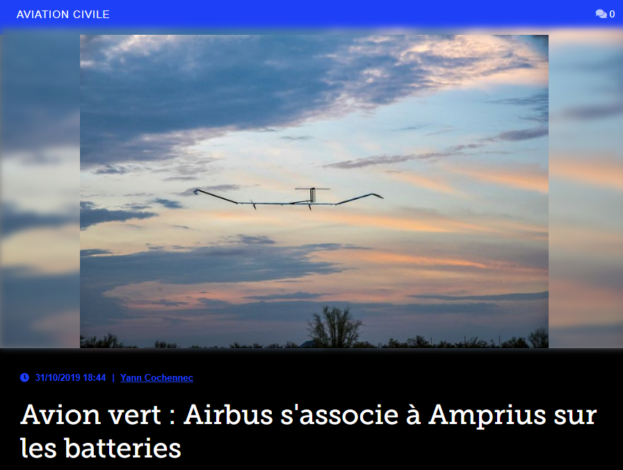 Avion vert : Airbus s’associe à Amprius sur les batteries