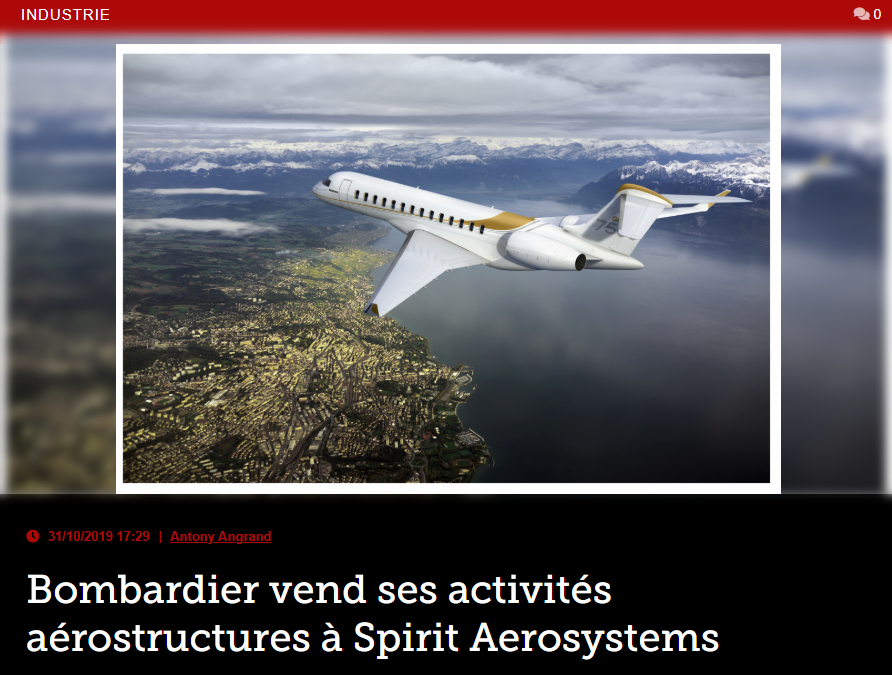 Bombardier vend ses activités aérostructures à Spirit Aerosystems