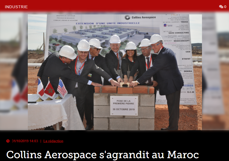 Collins Aerospace s’agrandit au Maroc