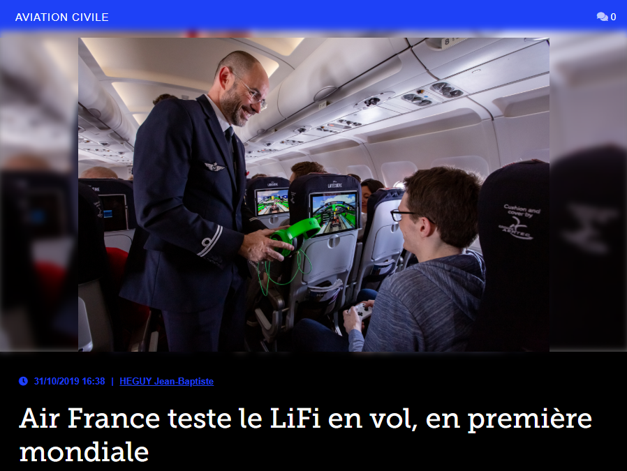 Air France teste le LiFi en vol, en première mondiale