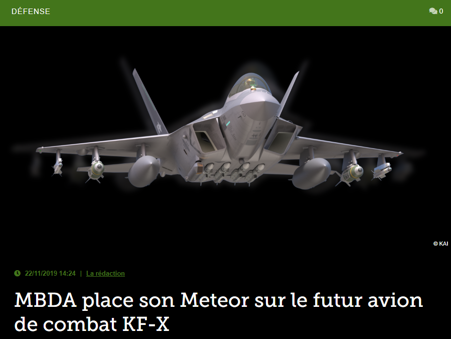 MBDA place son Meteor sur le futur avion de combat KF-X