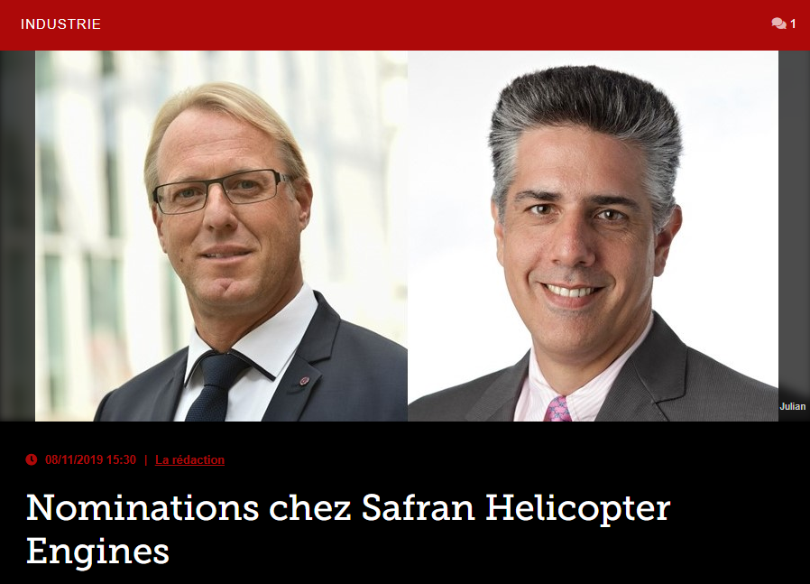 Nominations chez Safran Helicopter Engines