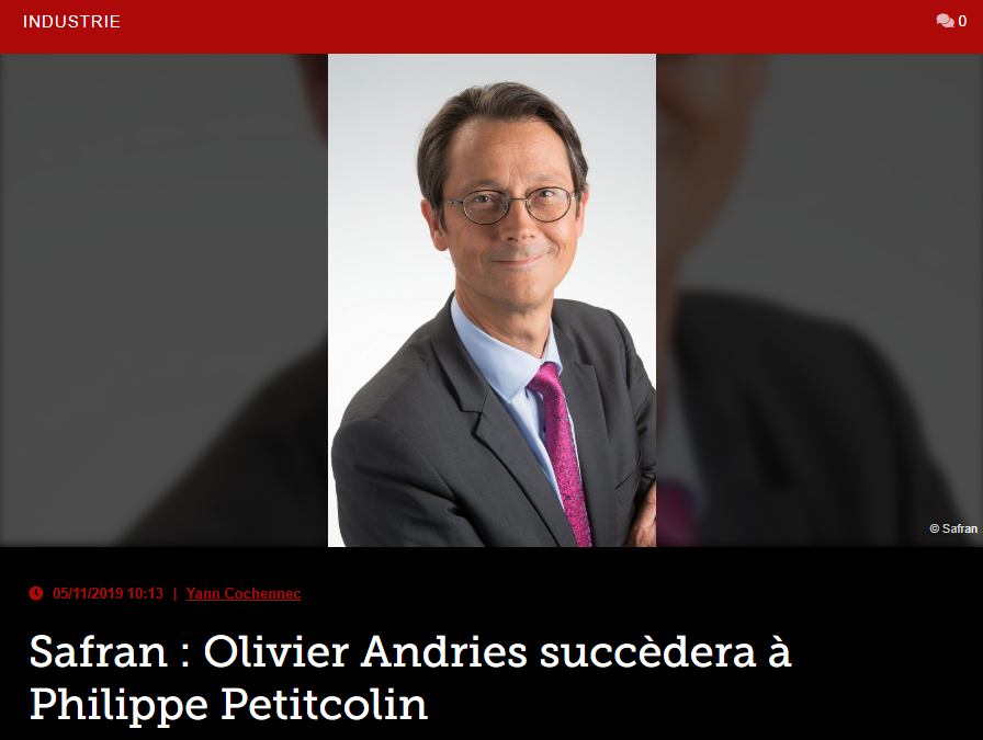 Safran : Olivier Andries succèdera à Philippe Petitcolin