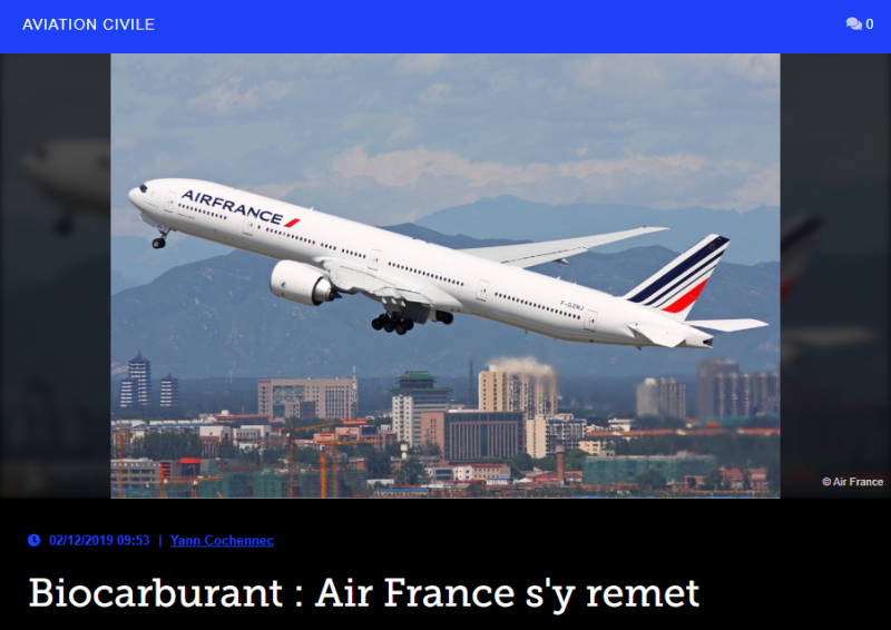 Biocarburant : Air France s’y remet