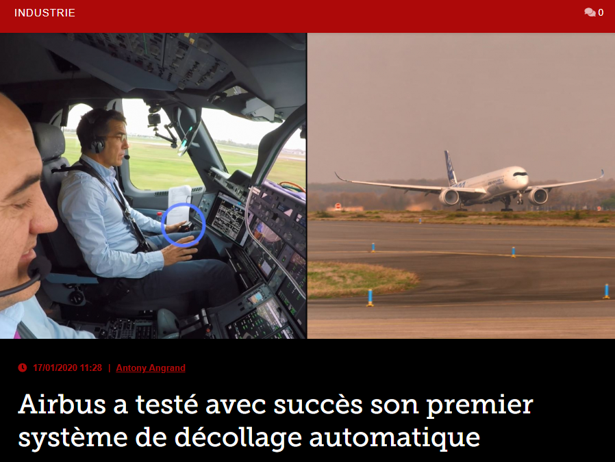 Airbus a testé avec succès son premier système de décollage automatique