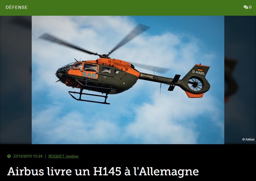 Airbus livre un H145 à l’Allemagne