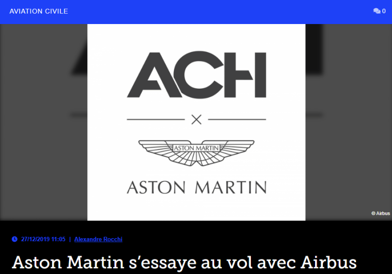 Aston Martin s’essaye au vol avec Airbus