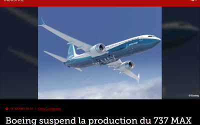 Boeing suspend la production du 737 MAX