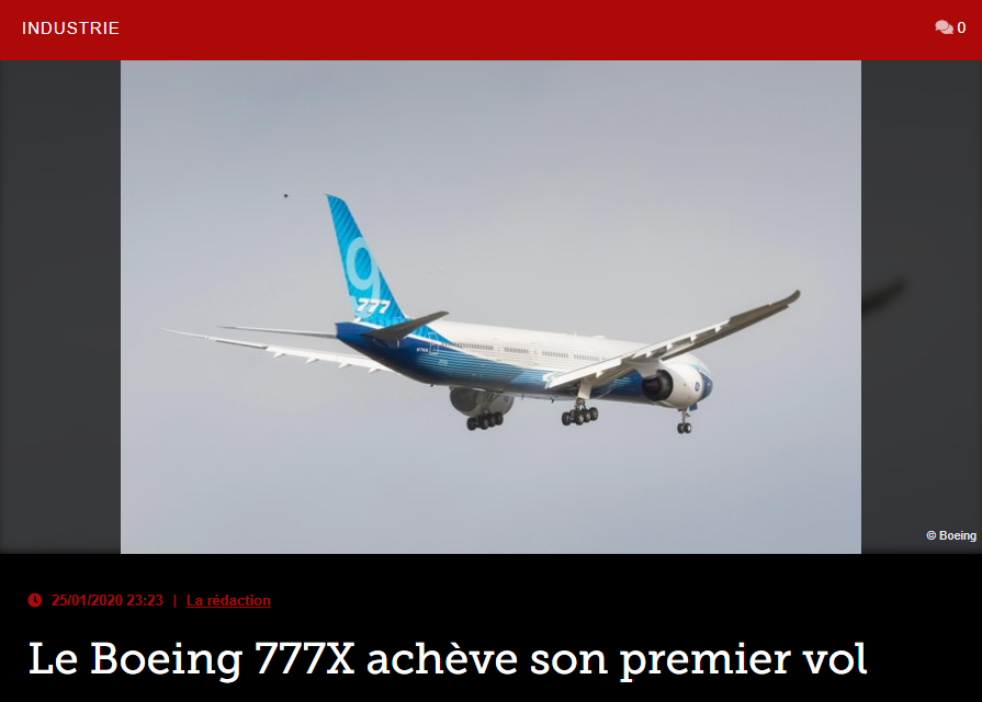 Le Boeing 777X achève son premier vol