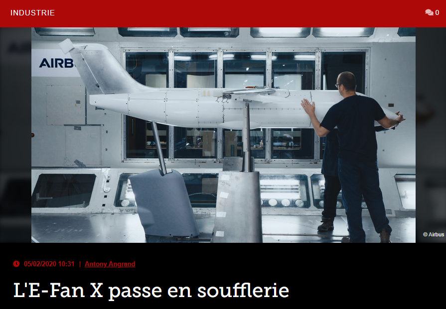 L’E-Fan X passe en soufflerie