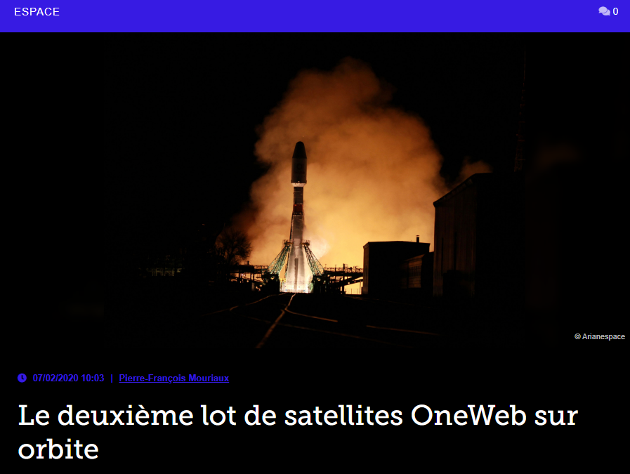 Le deuxième lot de satellites OneWeb sur orbite