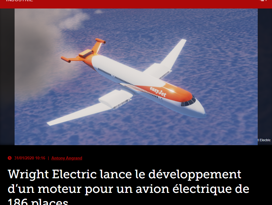 Wright Electric lance le développement d’un moteur pour un avion électrique de 186 places