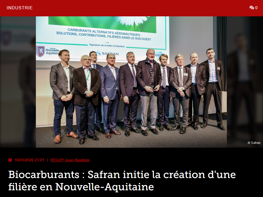 Biocarburants : Safran initie la création d’une filière en Nouvelle-Aquitaine
