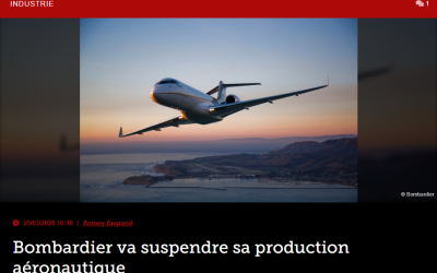 Bombardier va suspendre sa production aéronautique