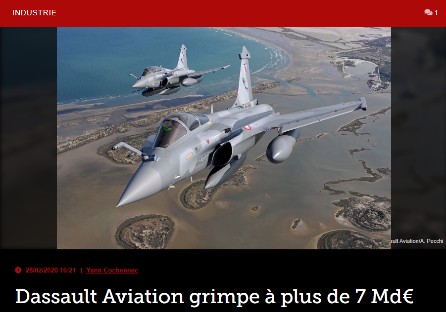 Dassault Aviation grimpe à plus de 7 Md€