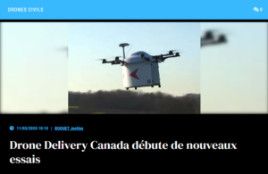 Drone Delivery Canada débute de nouveaux essais