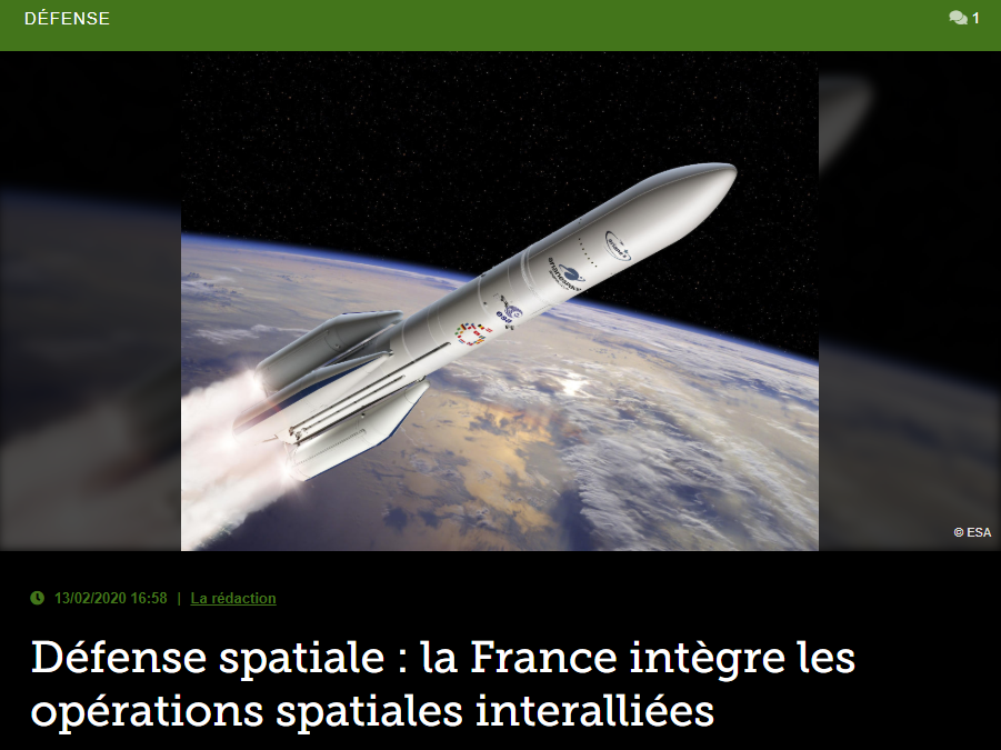 Défense spatiale : la France intègre les opérations spatiales interalliées