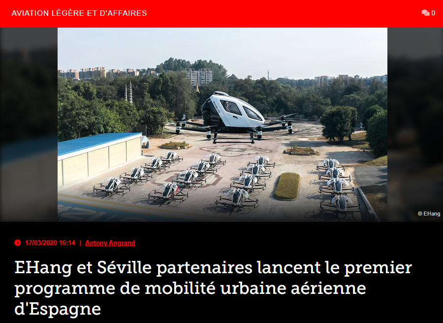 EHang et Séville partenaires lancent le premier programme de mobilité urbaine aérienne d’Espagne