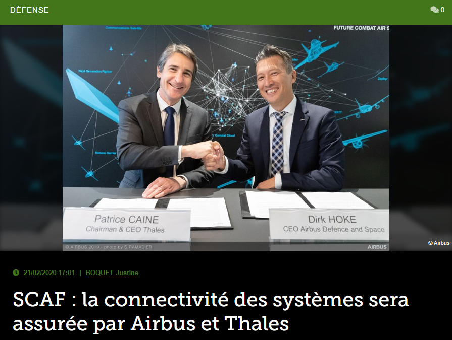 SCAF : la connectivité des systèmes sera assurée par Airbus et Thales