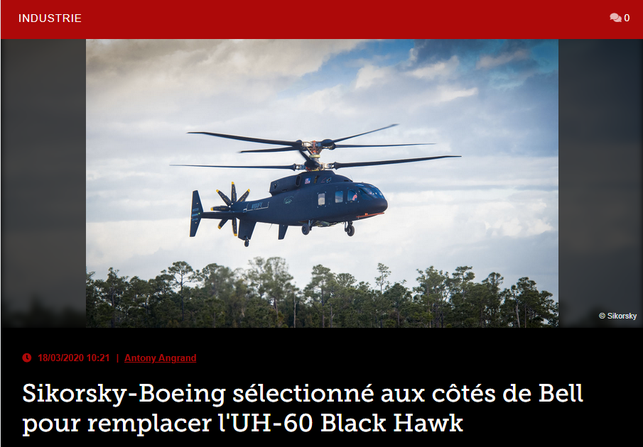 Sikorsky-Boeing sélectionné aux côtés de Bell pour remplacer l’UH-60 Black Hawk