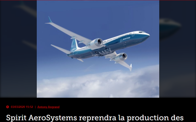Spirit AeroSystems reprendra la production des fuselages du Boeing 737 Max en mars