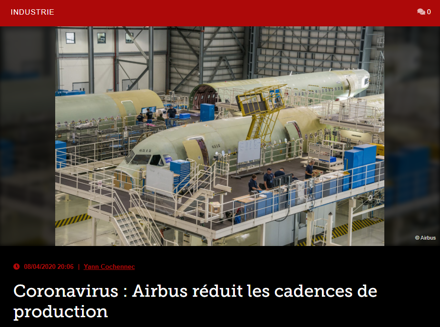 Coronavirus : Airbus réduit les cadences de production
