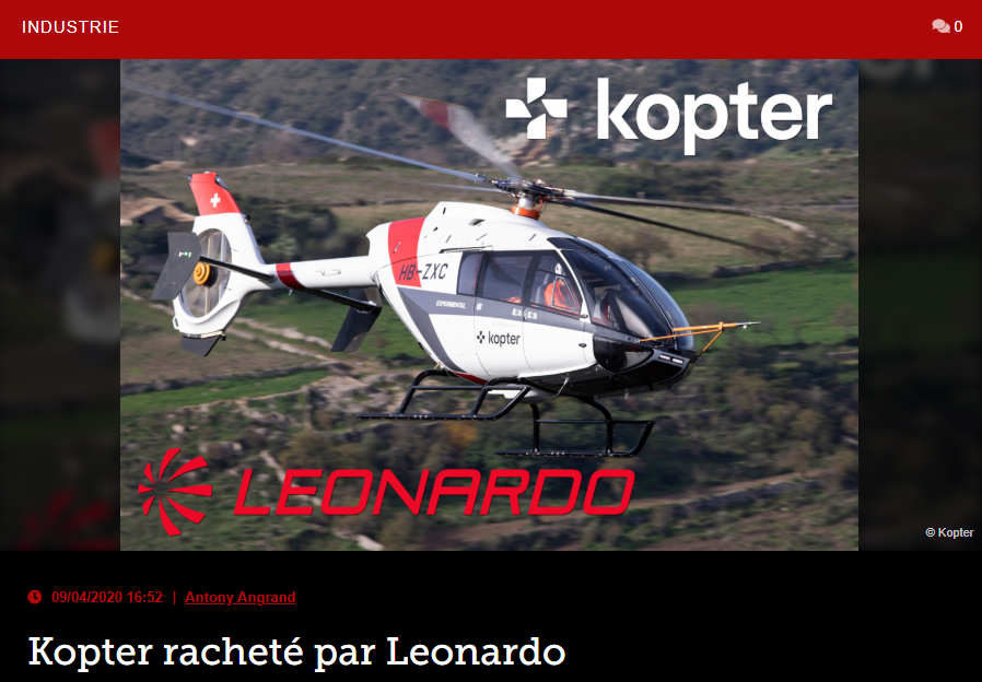 Kopter racheté par Leonardo