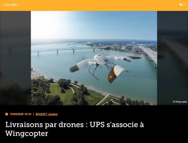 Livraisons par drones : UPS s’associe à Wingcopter