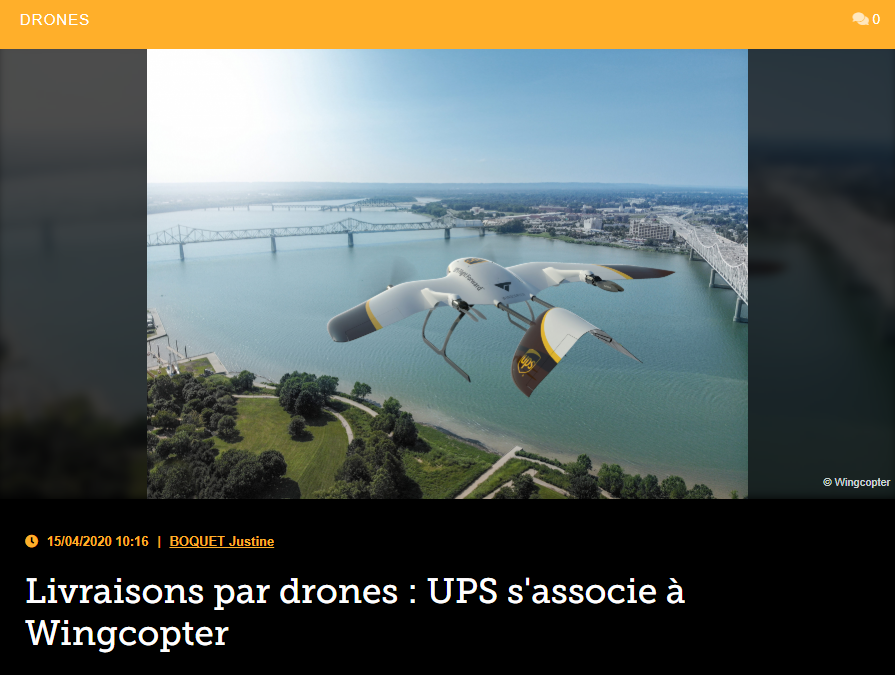Livraisons par drones : UPS s’associe à Wingcopter