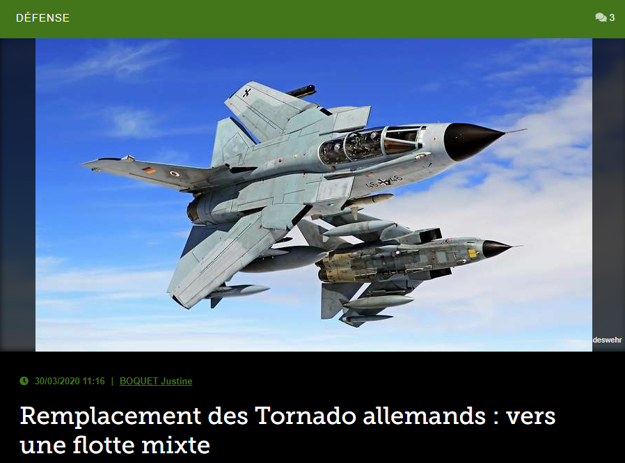 Remplacement des Tornado allemands : vers une flotte mixte