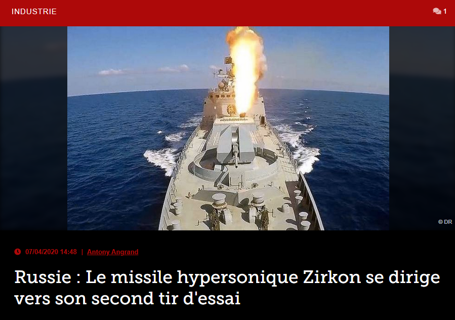 Russie : Le missile hypersonique Zirkon se dirige vers son second tir d’essai