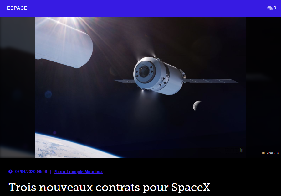 Trois nouveaux contrats pour SpaceX