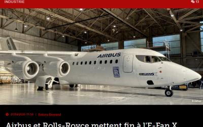 Airbus et Rolls-Royce mettent fin à l’E-Fan X