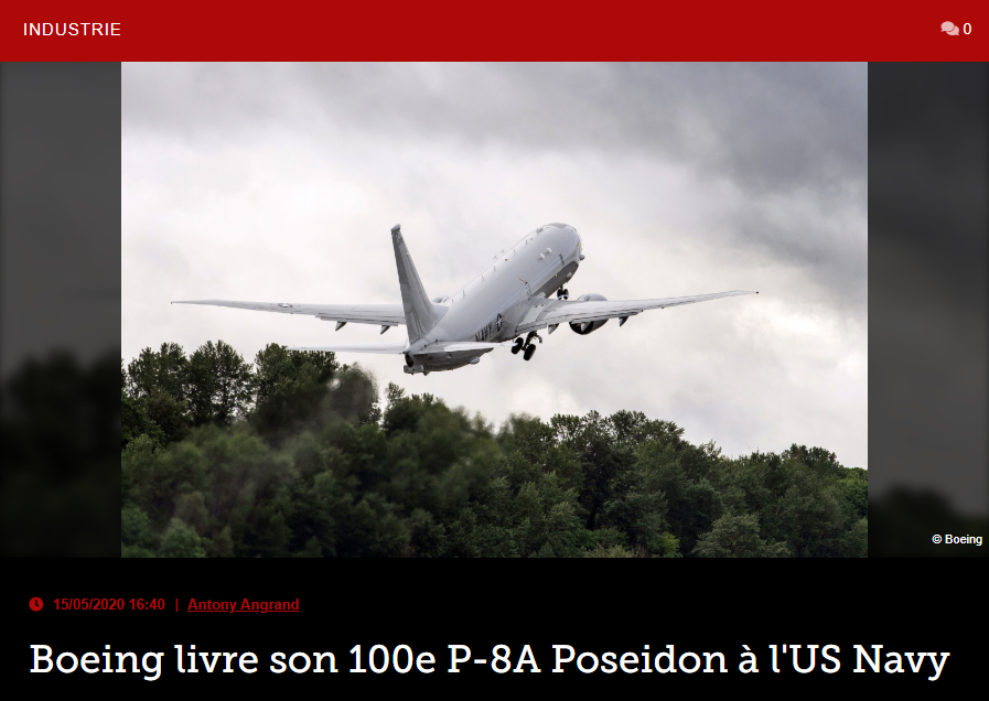 Boeing livre son 100e P-8A Poseidon à l’US Navy